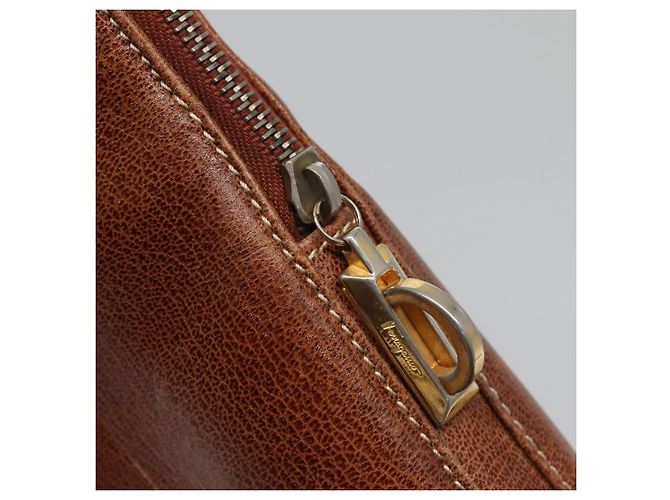 Salvatore Ferragamo Schultertasche aus braunem Leder mit Gold Auth bs24619 Golden - Ansicht 14