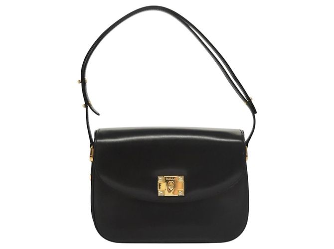 Borsa a Spalla BALLY in Pelle Nera Oro Auth BA1153 Nero D'oro - vista 2