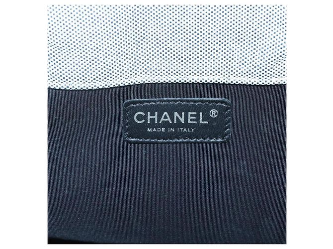 CHANEL Borsa Tote Choco Bar Canvas Beige Giallo CC Auth 116301 - vista 14