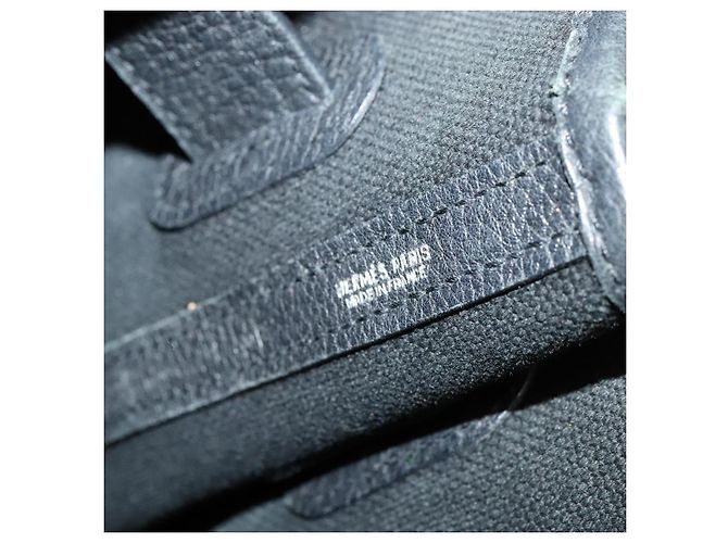 Hermès HERMES Petite Ceinture MM Hand Bag Canvas Black Silver Auth bs24658 Silvery - view 14