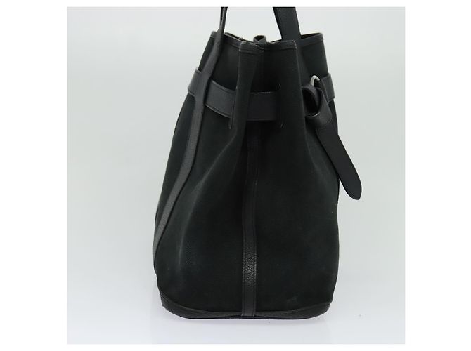 Hermès HERMES Petite Ceinture MM Hand Bag Canvas Black Silver Auth bs24658 Silvery - view 4