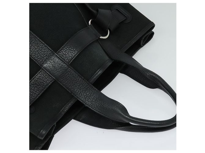 Hermès HERMES Petite Ceinture MM Hand Bag Canvas Black Silver Auth bs24658 Silvery - view 6