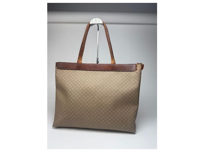 Big Bag Céline Vintage Celine Monogramm große Ledertasche Beige - Ansicht 2