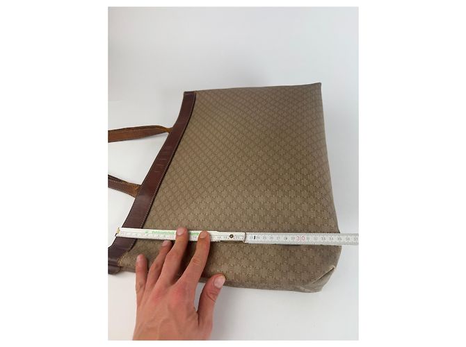 Big Bag Céline Vintage Celine Monogramm große Ledertasche Beige - Ansicht 4