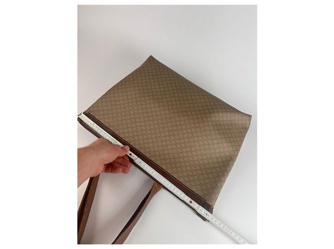 Big Bag Céline Vintage Celine Monogramm große Ledertasche Beige - Ansicht 5