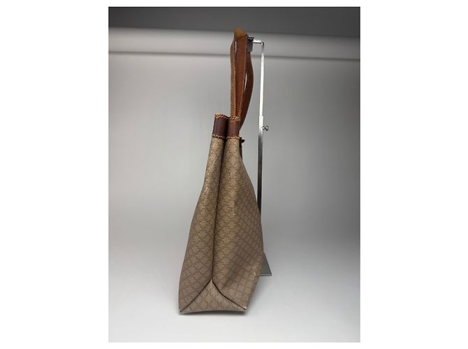 Big Bag Céline Vintage Celine Monogramm große Ledertasche Beige - Ansicht 8