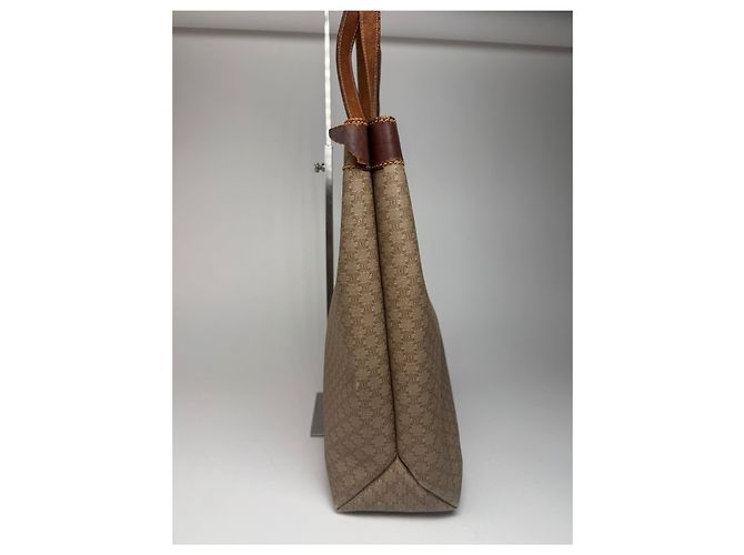 Big Bag Céline Vintage Celine Monogramm große Ledertasche Beige - Ansicht 9