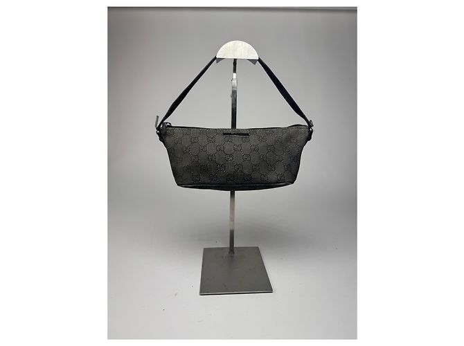 Vintage Gucci Monogramm Canvas Baguette Tasche schwarz - Ansicht 10