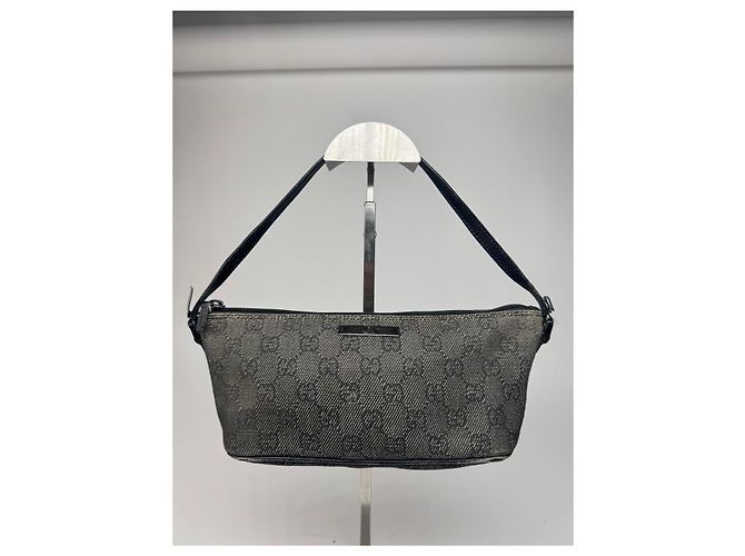 Vintage Gucci Monogramm Canvas Baguette Tasche schwarz - Ansicht 12