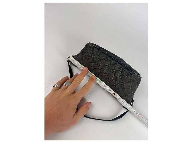 Vintage Gucci Monogramm Canvas Baguette Tasche schwarz - Ansicht 2