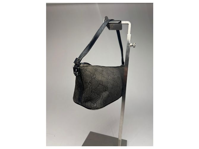 Vintage Gucci Monogramm Canvas Baguette Tasche schwarz - Ansicht 7