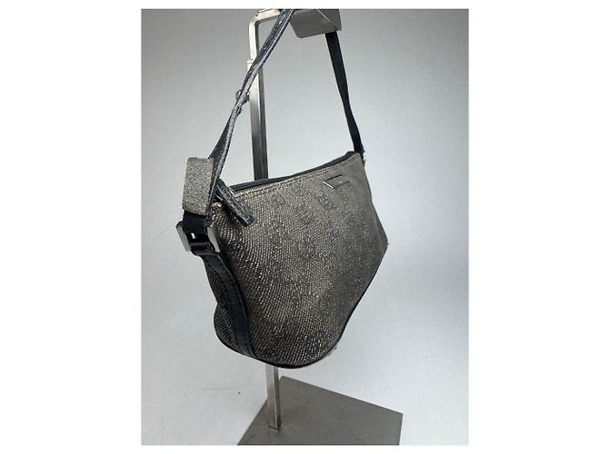 Vintage Gucci Monogramm Canvas Baguette Tasche schwarz - Ansicht 8
