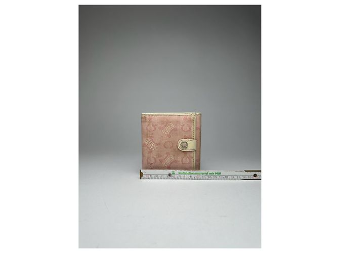 Céline Vintage Celine Macadam Monogram Canvas Leather Wallet pink white - view 11
