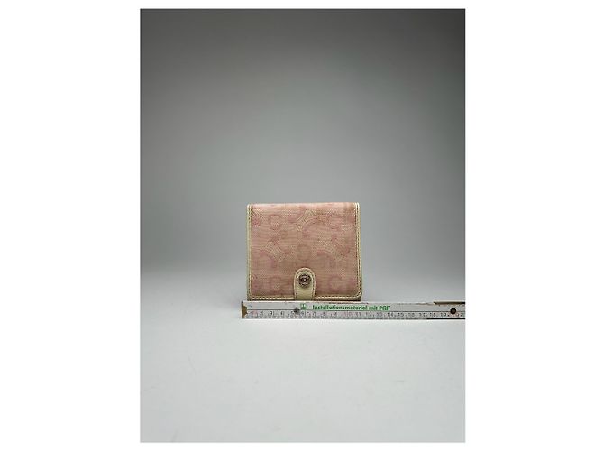 Céline Vintage Celine Macadam Monogram Canvas Leather Wallet pink white - view 12