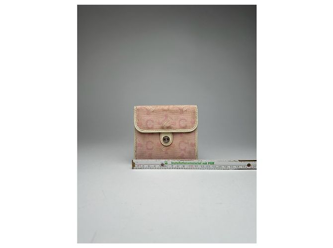 Céline Vintage Celine Macadam Monogram Canvas Leather Wallet pink white - view 13