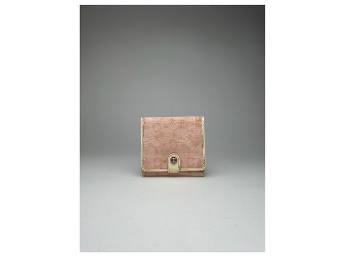 Céline Vintage Celine Macadam Monogram Canvas Leather Wallet pink white - view 2