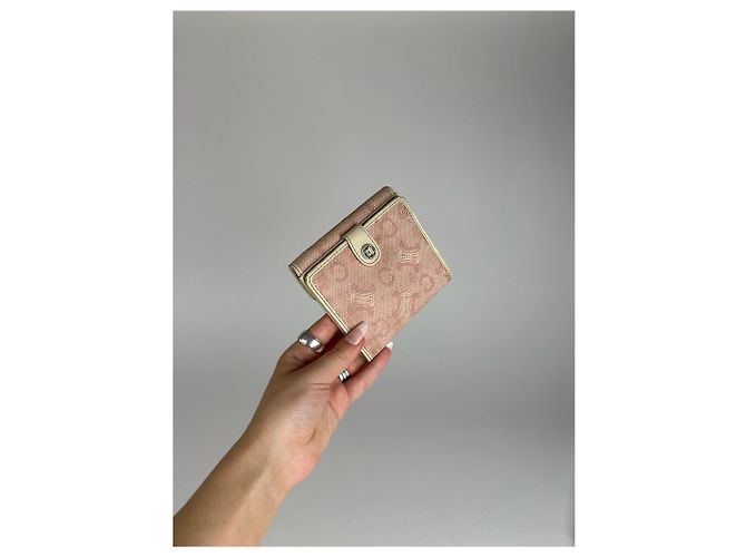 Céline Vintage Celine Macadam Monogram Canvas Leather Wallet pink white - view 4