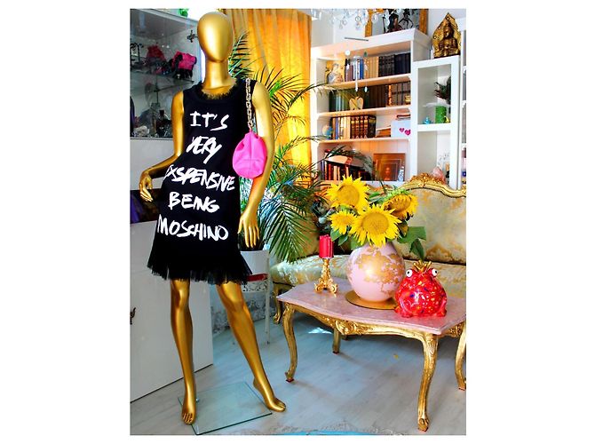 Vestido mini Moschino Couture de jersey de algodón negro - vista 2