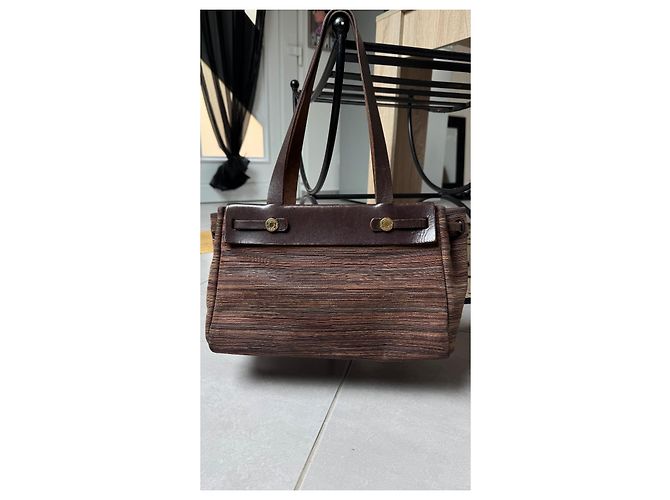 Hermès Herbag Cabas in pelle Vibrato e tela Marrone - vista 3