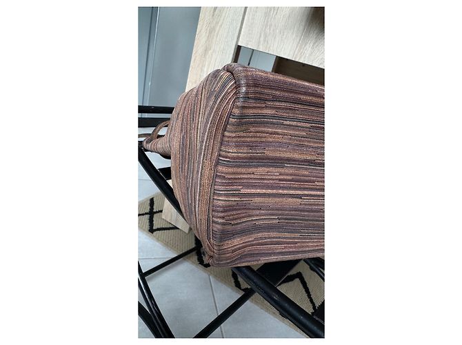 Hermès Herbag Cabas in pelle Vibrato e tela Marrone - vista 5