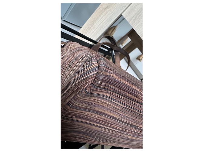 Hermès Herbag Cabas in pelle Vibrato e tela Marrone - vista 6