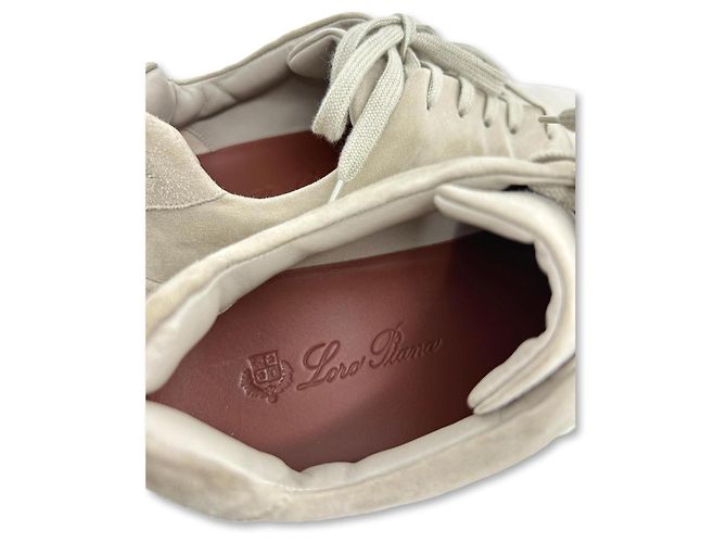Loro Piana Baskets Nuage en daim gris Beige Marron clair - vue 7