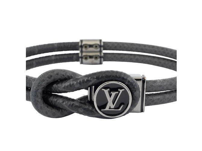 Bracciale charm Louis Vuitton in tela Monogram Eclipse Marrone Nero - vista 2