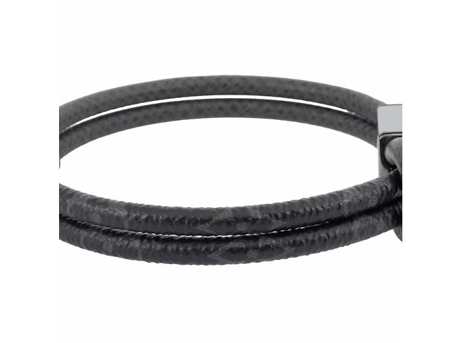 Bracciale charm Louis Vuitton in tela Monogram Eclipse Marrone Nero - vista 3