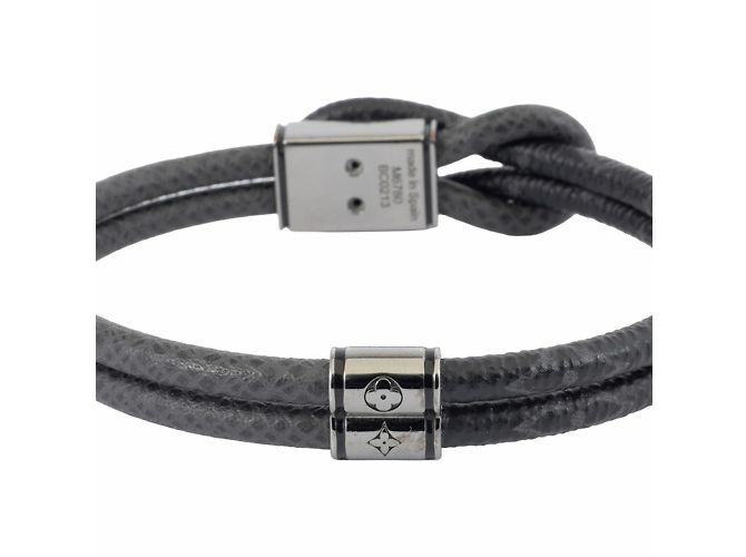 Bracciale charm Louis Vuitton in tela Monogram Eclipse Marrone Nero - vista 4