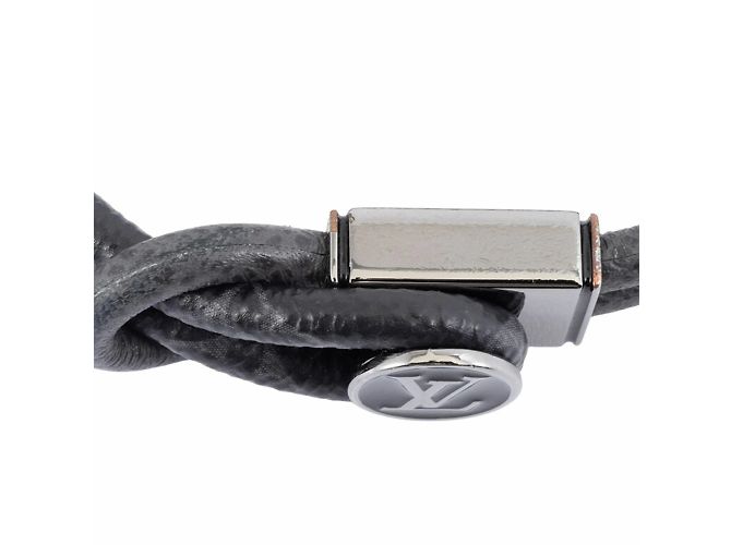 Bracciale charm Louis Vuitton in tela Monogram Eclipse Marrone Nero - vista 7