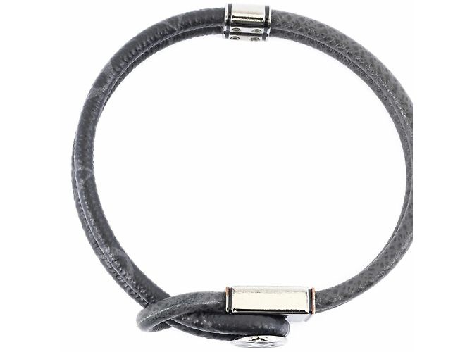 Bracciale charm Louis Vuitton in tela Monogram Eclipse Marrone Nero - vista 8