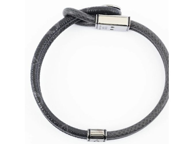 Bracciale charm Louis Vuitton in tela Monogram Eclipse Marrone Nero - vista 9