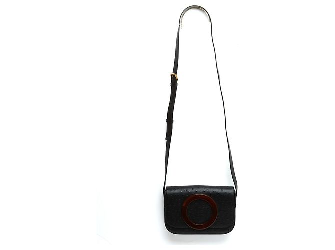 Saint Laurent 2017 Borsa a Spalla in Pelle Nera di Struzzo Eddie Pristine Nero - vista 8