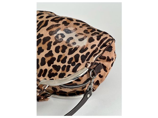 Vintage Marni Leopard-Fell 2-Wege-Tasche braun - Ansicht 12