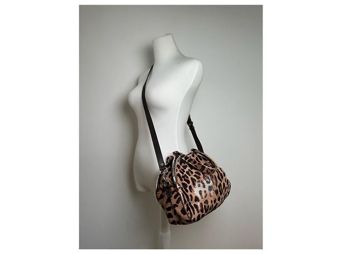 Vintage Marni Leopard-Fell 2-Wege-Tasche braun - Ansicht 14