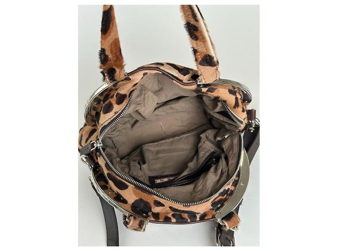 Vintage Marni Leopard-Fell 2-Wege-Tasche braun - Ansicht 5