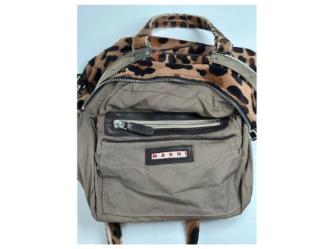 Vintage Marni Leopard-Fell 2-Wege-Tasche braun - Ansicht 6