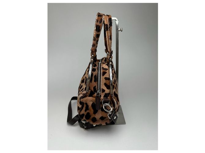 Vintage Marni Leopard-Fell 2-Wege-Tasche braun - Ansicht 8