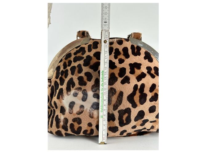 Vintage Marni Leopard-Fell 2-Wege-Tasche braun - Ansicht 9