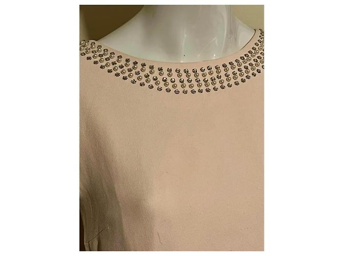 Jenny Packham Vestido de crepé con cuello con tachuelas Rosa Melocotón - vista 5