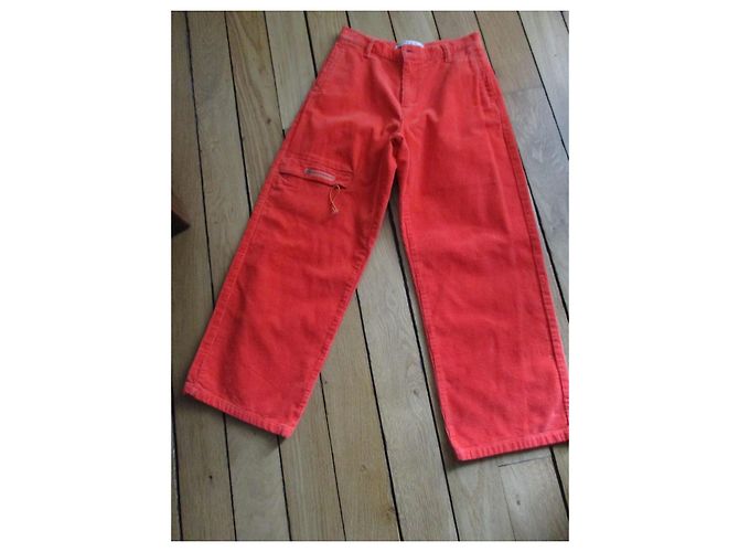 Jc De Castelbajac Pantalón 7/8, terciopelo de algodón naranja, talla 34. - vista 2