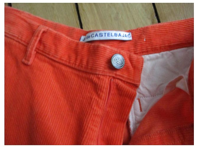 Jc De Castelbajac Pantalón 7/8, terciopelo de algodón naranja, talla 34. - vista 3