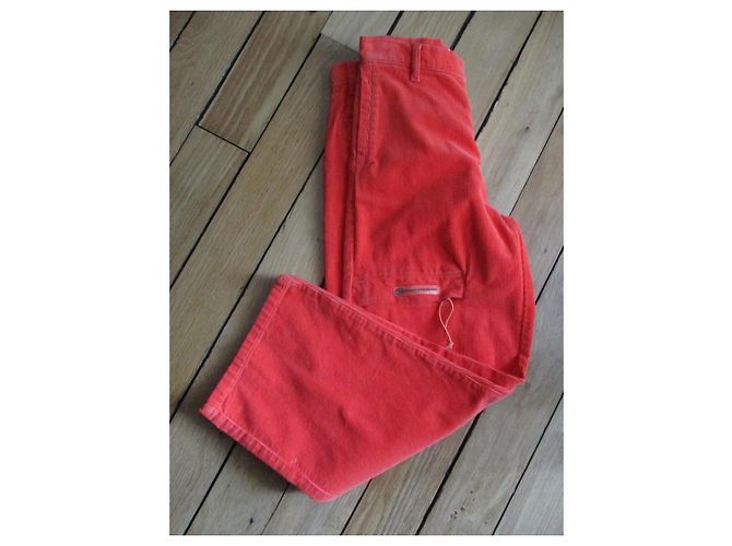 Jc De Castelbajac Pantalón 7/8, terciopelo de algodón naranja, talla 34. - vista 6