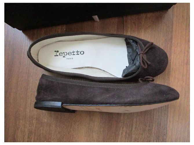 Repetto Bailarinas 'Cenicienta' en ante ébano, talla 35. Marrón oscuro - vista 2