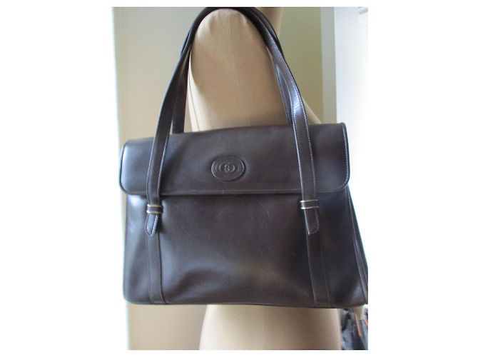 Gucci Borsa a mano in pelle liscia marrone. - vista 2