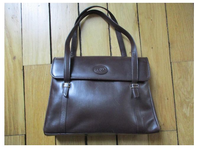 Gucci Borsa a mano in pelle liscia marrone. - vista 3