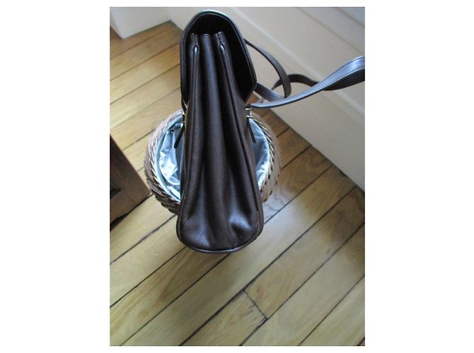 Gucci Borsa a mano in pelle liscia marrone. - vista 6