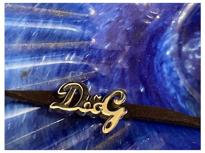 Raffinato collier DOLCE & GABBANA cn con cordino camoscio nero con logo e cristalli - vista 7