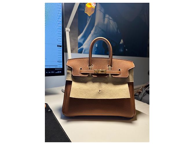 Hermès HERMES Birkin 25 Borsa a Mano Pelle Togo Marrone Hardware Placcato Oro Gold hardware - vista 2
