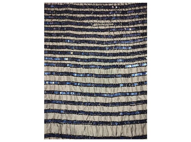 Hoss Intropia Seidenkleid Caramel mit blau-schwarzen Perlen Karamell - Ansicht 3